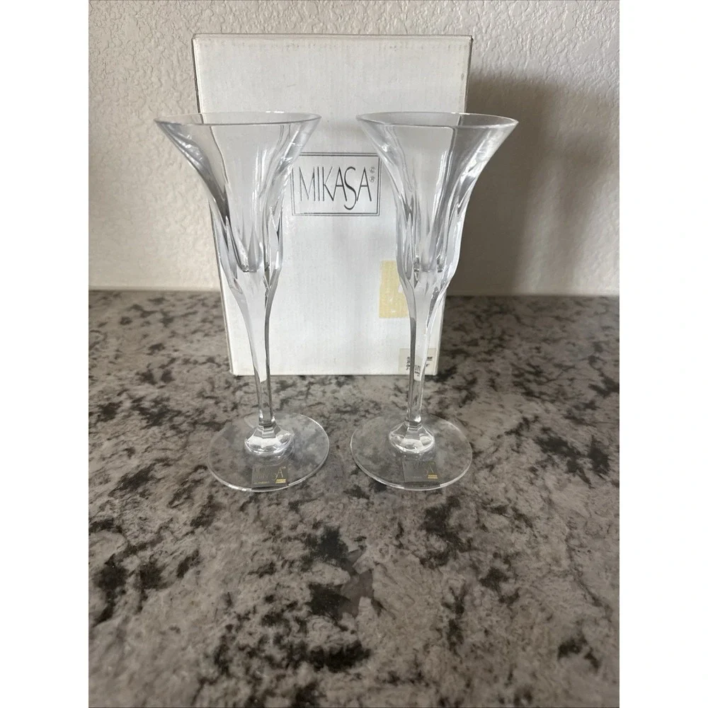 Mikasa Flame D'amore Crystal Pair Of Candlesticks 8